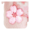 Twinkle Glory San-X Rilakkuma plush keychain featuring a detailed pink embroidered cherry blossom sakura flower