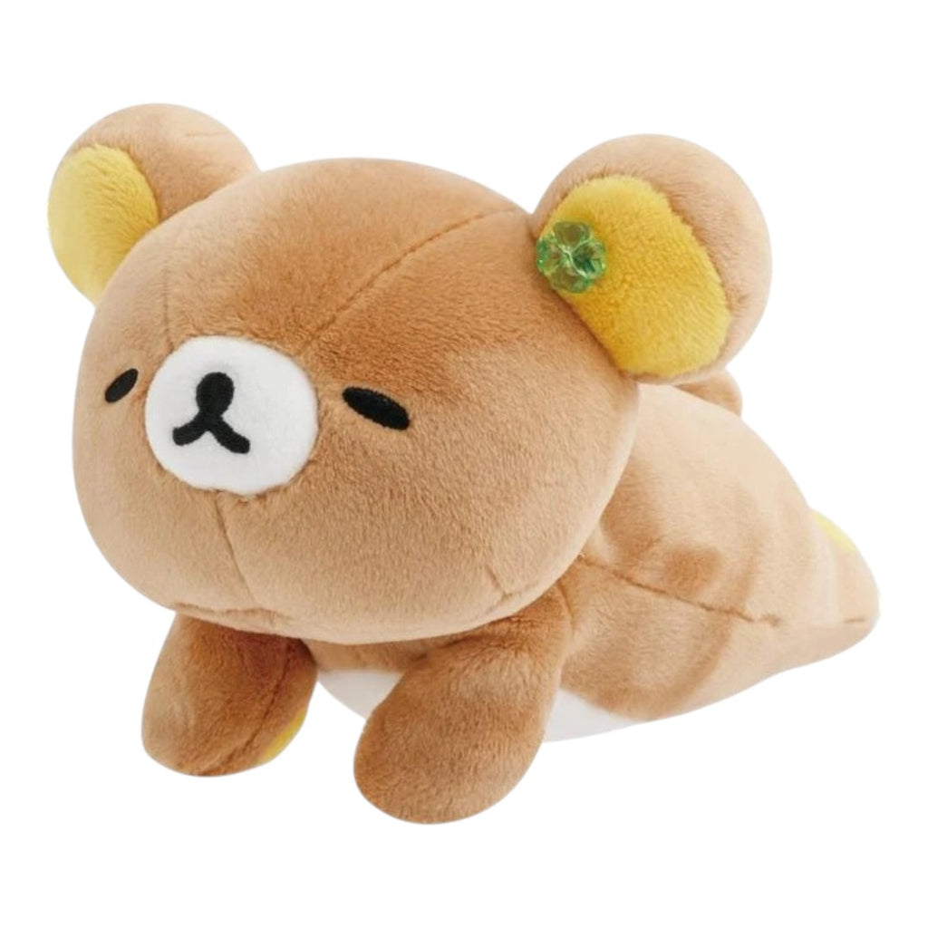 Twinkle Glory San-X Rilakkuma sleepy face plush toy in soft brown polyester with yellow ear details