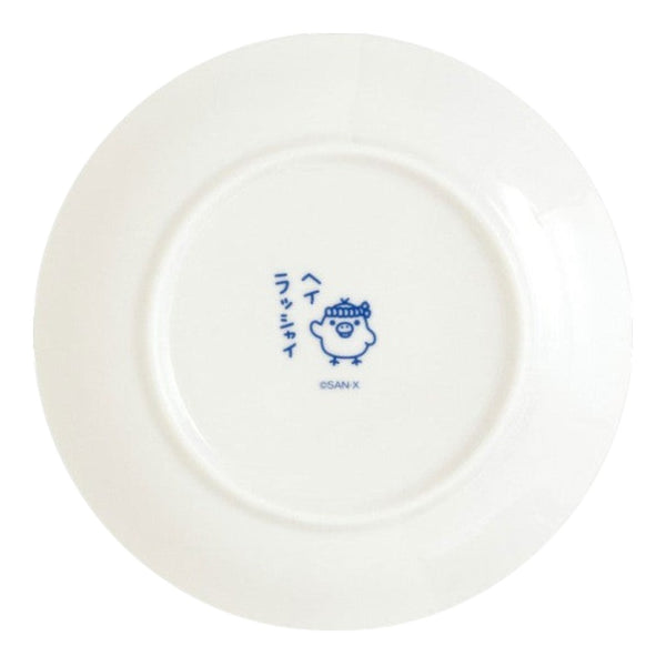 Twinkle Glory San-X Rilakkuma Anytime Sushi porcelain plate underside with blue Kiiroitori character illustration
