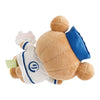 Twinkle Glory Rilakkuma Anytime Sushi plush toy seen from the back, wearing a white and blue sushi chef uniform