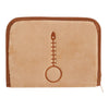 Twinkle Glory San-X Rilakkuma travel wallet in soft tan polyester with a brown fish bone embroidery detail