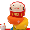 Twinkle Glory Ryukodo porcelain Daruma Otoshi stacking game with a hand-painted red Daruma head and colorful base
