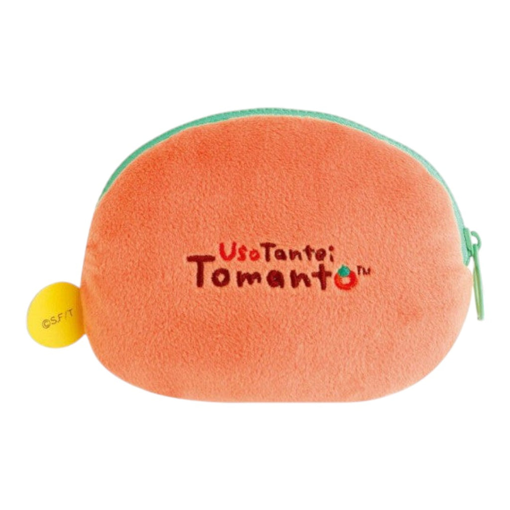 Twinkle Glory San-X Uso Tantei Tomanto plush pouch in orange with green zipper and embroidered character logo