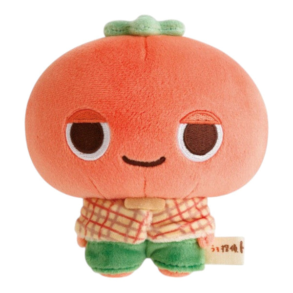 Twinkle Glory San-X Uso Tantei Tomanto plush toy featuring a soft orange tomato character in a plaid shirt