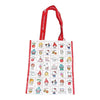 Twinkle Glory Sanrio characters reusable polyester tote bag with a white grid pattern and red handles.