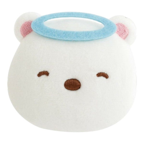 Twinkle Glory San-X Sumikko Gurashi Shirokuma polar bear plush badge with a blue angel halo