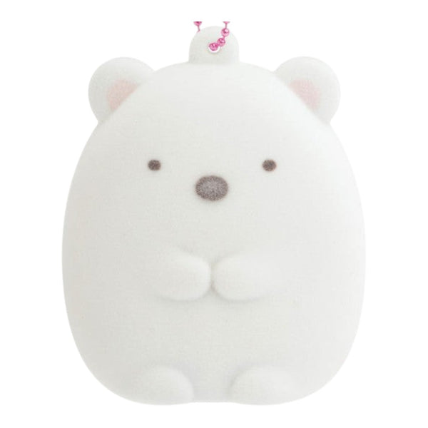 Twinkle Glory San-X Sumikko Gurashi Shirokuma white flocked polar bear plush keychain with a soft velvety texture