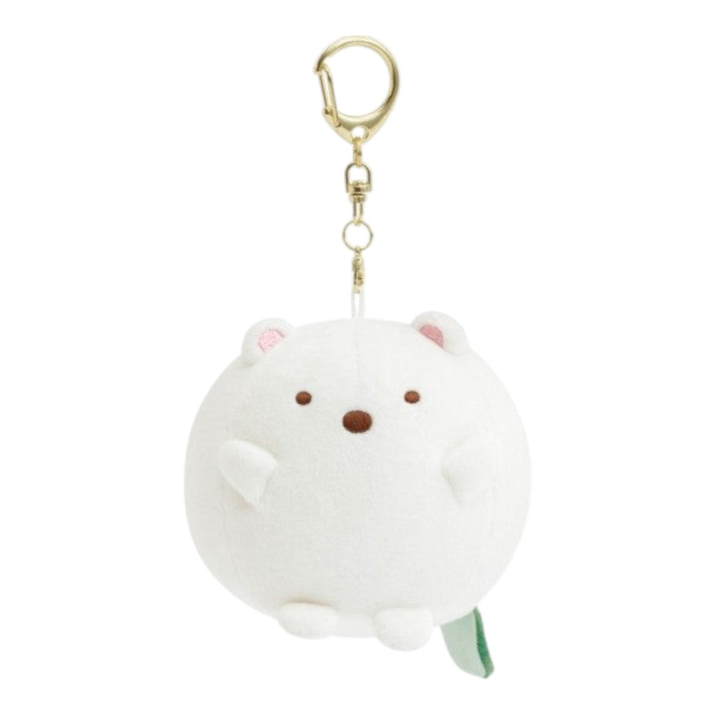 Twinkle Glory San-X Sumikko Gurashi Shirokuma round white polar bear plush keychain with gold metal clasp