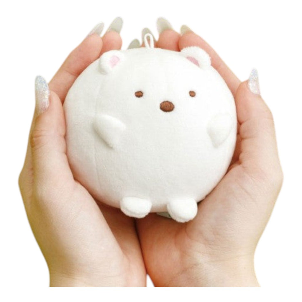 Twinkle Glory San-X Sumikko Gurashi Shirokuma round white polar bear plush held in hands