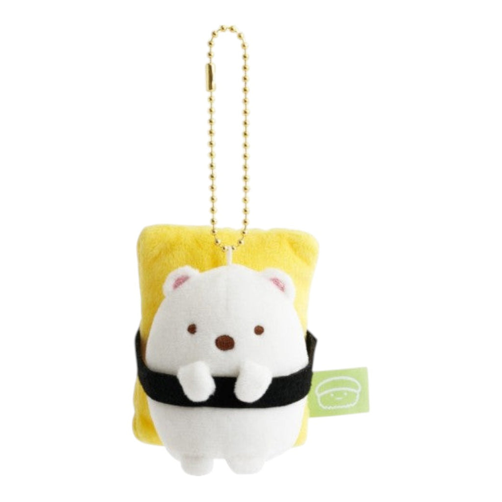 Twinkle Glory San-X Sumikko Gurashi Shirokuma polar bear plush keychain dressed as an egg sushi piece