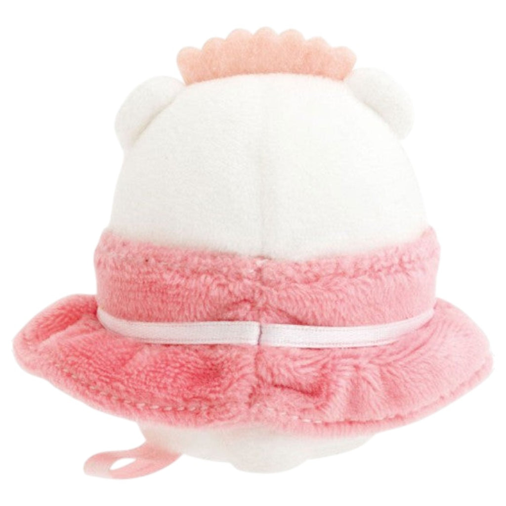 Twinkle Glory San-X Sumikko Gurashi Shirokuma waitress plush back view showing pink uniform and ruffled hat