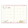 Twinkle Glory San-X Sumikko Gurashi 2026 A6 monthly planner diary open to an April calendar page with cute graphics.