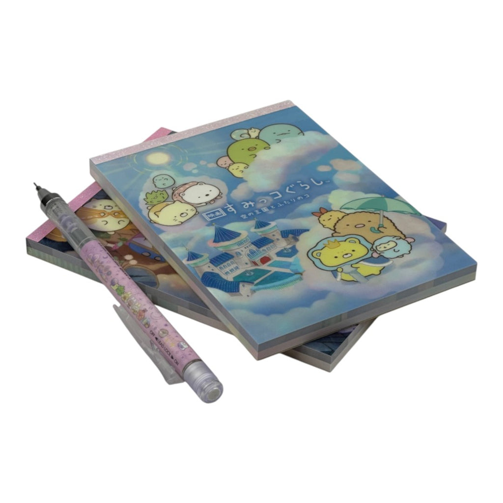Twinkle Glory San-X Sumikko Gurashi Kingdom of the Sky memo pad set with illustrated characters and a matching pen