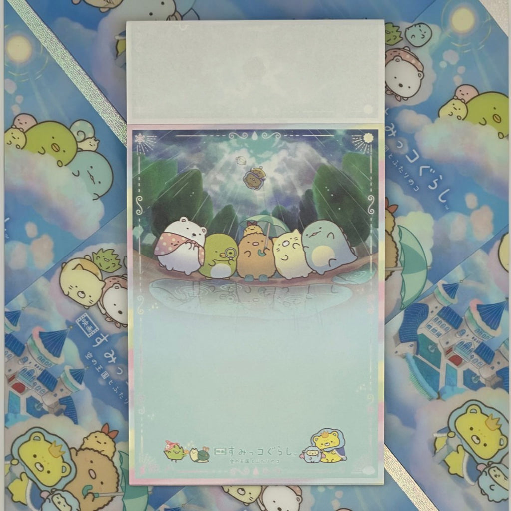 Twinkle Glory San-X Sumikko Gurashi memo pad featuring The Kingdom of the Sky and the Two Children character art