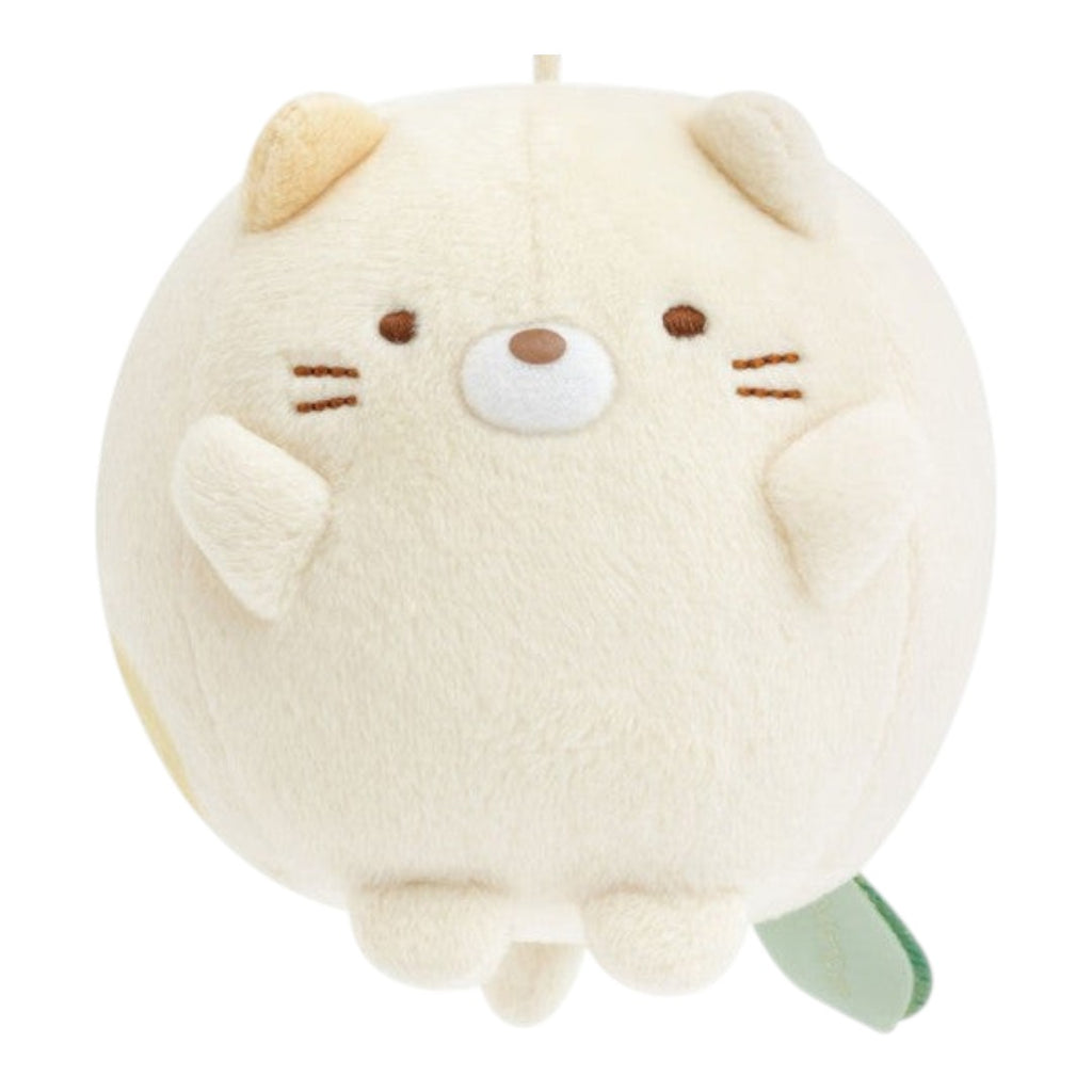Twinkle Glory San-X Sumikko Gurashi Neko round plush keychain in soft cream polyester with cute cat features