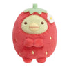 Twinkle Glory San-X Sumikko Gurashi plush dressed as a red strawberry with a green stem and small white flower
