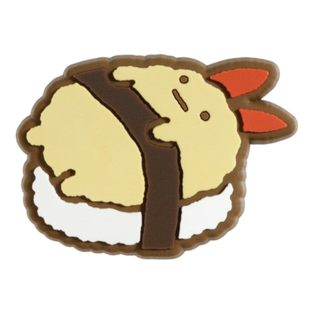 Twinkle Glory San-X Sumikko Gurashi Ebifurai no Shippo sushi rubber magnet featuring a cute yellow shrimp character