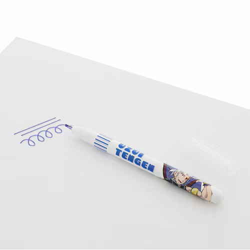 Twinkle Glory Demon Slayer Tengen water-based colour line pen with blue and purple ink on white paper