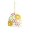 Twinkle Glory San-X Sumikko Gurashi Tokage plush keychain shaped like a fruit zuccotto cake with a gold ball chain