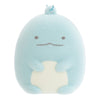 Twinkle Glory San-X Sumikko Gurashi Tokage flocked keychain in light blue with a soft velvety texture and ball chain
