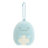 Twinkle Glory San-X Sumikko Gurashi Tokage flocked keychain in light blue with a soft velvety finish and ball chain