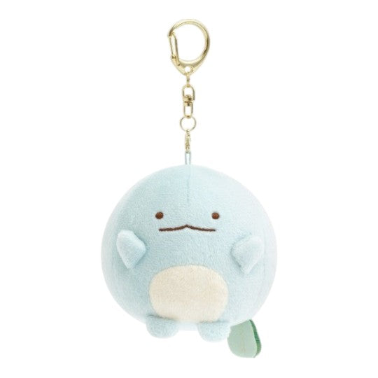Twinkle Glory San-X Sumikko Gurashi Tokage round blue plush keychain with gold clasp