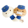 Twinkle Glory San-X Tomanto the Liar Detective plush toys in cream and brown wearing blue hats and white face masks