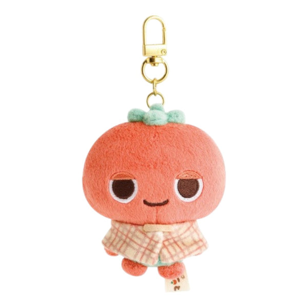 Twinkle Glory San-X Uso Tantei Tomanto plush keychain featuring a cute red tomato character with a plaid cape