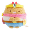 Twinkle Glory San-X Sumikko Gurashi Tonkatsu plush wearing a yellow crown and pink cape from Kingdom of the Sky