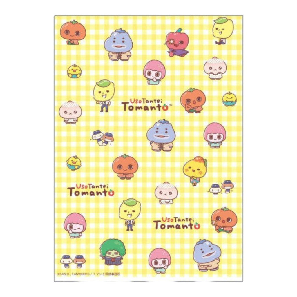 Twinkle Glory San-X Uso Tantei Tomanto A4 clear file holder featuring a yellow gingham pattern and cute character art