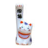 Twinkle Glory white porcelain Maneki-neko lucky cat figurine with raised paw and traditional Japanese calligraphy