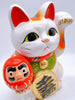 Tokoname yaki Japanese Lucky cat with Daruma Doll
