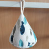 "Light Blue with Fish", Fabric Quilted Cone Pot Cap Mitten