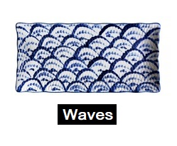 "Waves" Style, Japanese Hand Painted Rectangular Plate