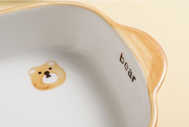 Close up view of a Little Bear ceramic bowl