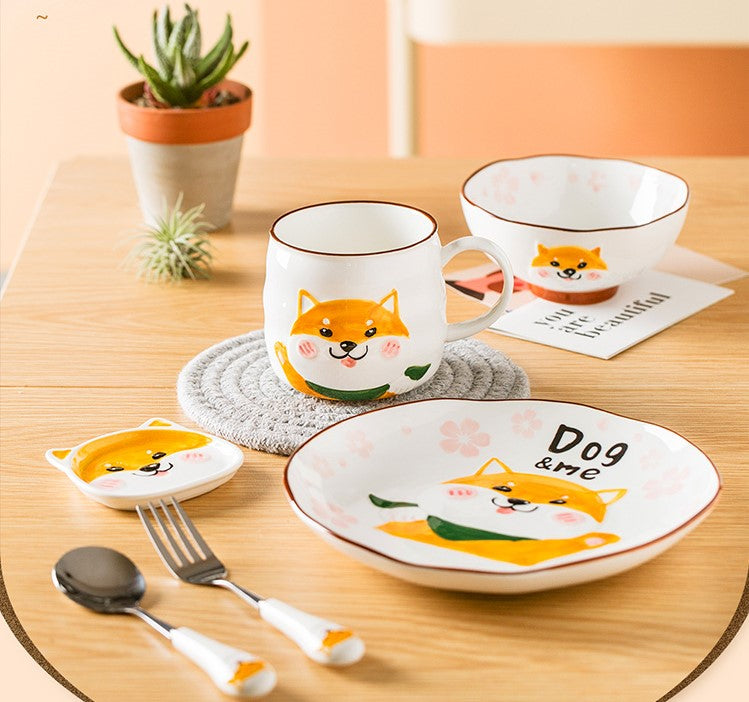 Cartoon Animals Ceramic Dinnerware Set 6pcs