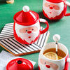 Christmas Santa Claus Ceramic Mug With Lid And Spoon
