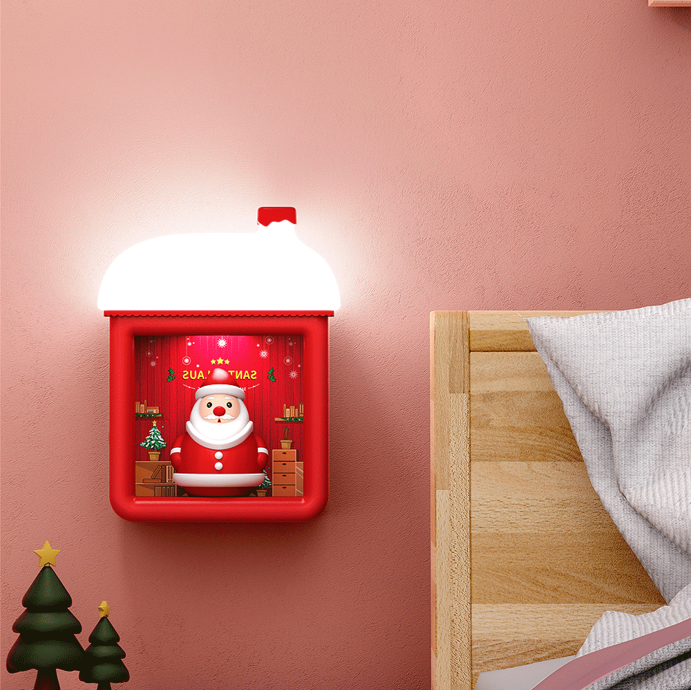 Christmas Santa Claus Snow House Light Lamb