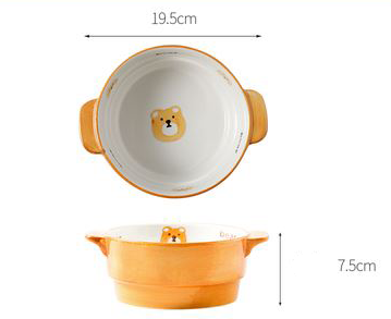 Circular Little Bear ceramic bowl dimensions sheet