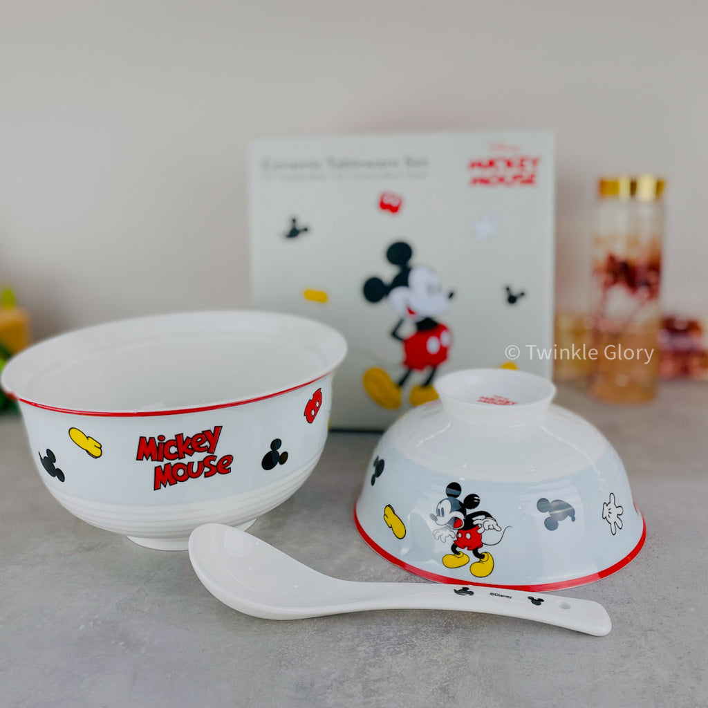 Disney-Mickey-Mouse-Ceramic-Bowl-with-Spoon-Set