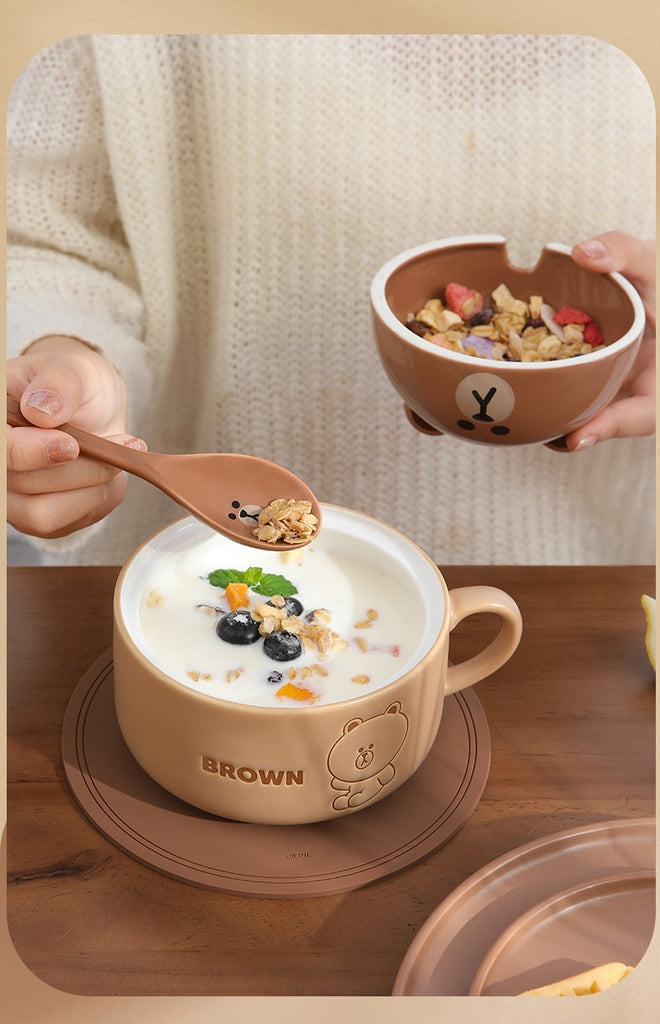 Line Friends Ceramic Breakfast Mug With Spoon