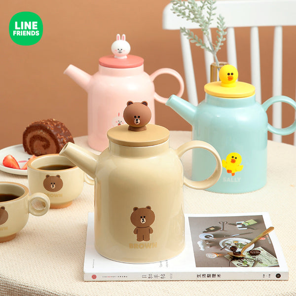 Line Friends Ceramic Tea Set Water Jar With 2 Cups