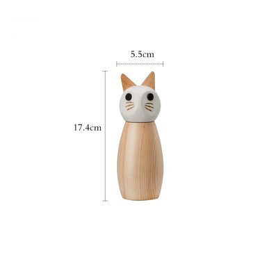 Cat Wooden Manual Seasoning Grinder dimensions sheet, 17.4 x 5.5 cm