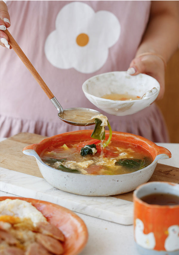 Vegetable soup in a Duck Pattern Ceramic Bowl