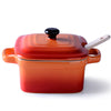 Red Ceramic Condiment Set with Lid and Spoon