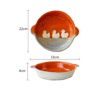 Duck Pattern Ceramic Bowl dimensions sheet, 22 x 19 x 4.0 cm