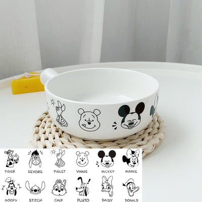 Cartoon Disney Character Ceramic Bowl with Handle - Disney character