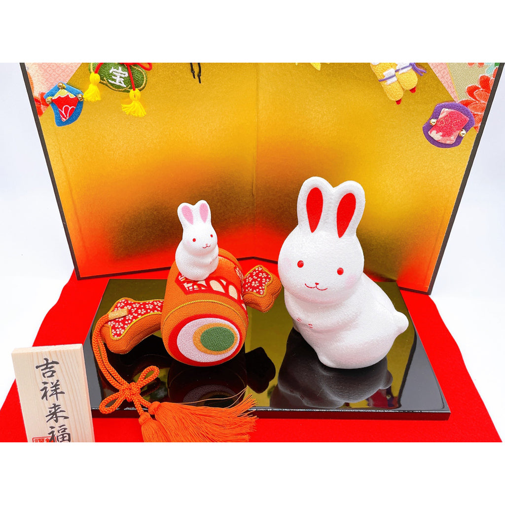 Ryukodo Japanese Lucky Zodiac Rabbits and Lucky Gavel