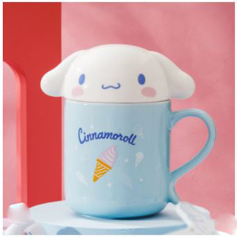 Sanrio Character 3D Head Ceramic Mug with Lid - Cinnamoroll