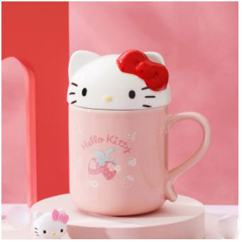 Sanrio Character 3D Head Ceramic Mug with Lid - Hello Kitty